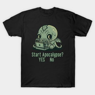 Chibi Cthulhu Programmer - Start Apocalypse? T-Shirt